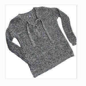 Aerie XS chunky knit pullover sweater soft cozy warm office casual gray marled